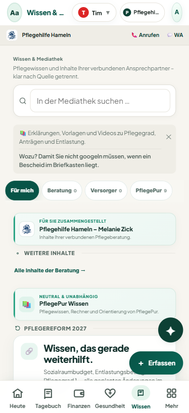 PflegePur Zuhause – Wissen